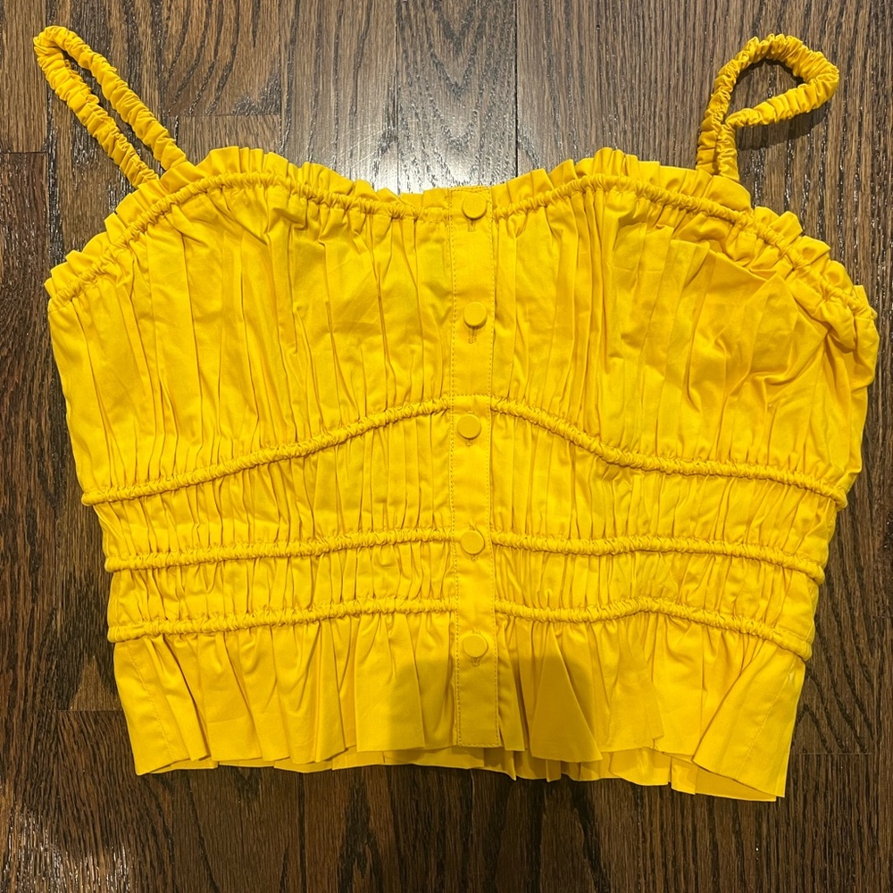Yellow J Crew Ruched Tank XS with tags